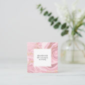 ピンク&金ゴールドグリッターアゲートQrコードモダンユニーク スクエア名刺 (スタンド正面)