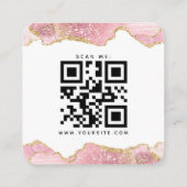 ピンク&金ゴールドグリッターアゲ結婚ートのQRコードRSVP エンクロージャーカード (裏面)