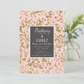 ピンク&金ゴールドグリッターガーリーグラムベビーモダンシャワー 招待状 (スタンド正面)