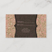 ピンク&金ゴールドグリッターグラマー黒は友人を参照 紹介カード (裏面)