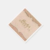 ピンク&金ゴールドグリッターグラムバースデーパーティカスタムー スタンダードカクテルナプキン (角)