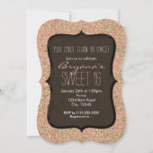 ピンク&金ゴールドグリッタースウィート16誕生日招待状 招待状 (正面)