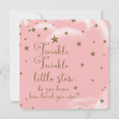 ピンク&金ゴールドグリッタースターズ女の子ベビーシャワー 招待状 (裏面)