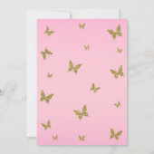 ピンク&金ゴールドグリッターバタフライスウィート16パーティー 招待状 (裏面)