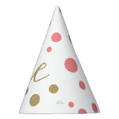 ピンク&金ゴールドグリッターファースト誕生日ハット パーティーハット (右)