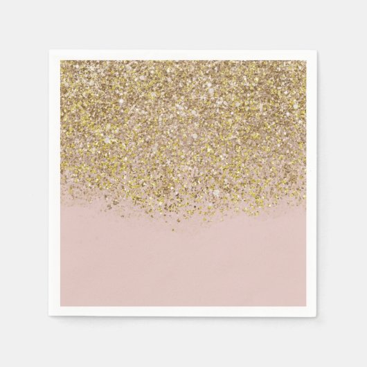 ピンク&金ゴールドグリッターモダントレンディーグラムシックパーティー スタンダードカクテルナプキン (正面)