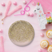 ピンク&金ゴールドグリッターモダントレンディーグラムシックパーティー ペーパープレート (パーティー)