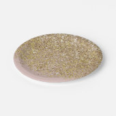 ピンク&金ゴールドグリッターモダントレンディーグラムシックパーティー ペーパープレート (アングル)