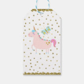 ピンク&金ゴールドグリッターユニコーンガールズバースデーパーティー ギフトタグ (裏面)