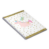 ピンク&金ゴールドグリッターユニコーン紙吹雪ドットガールズ ノートブック (右側)