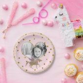 ピンク&金ゴールドグリッターユニコーン誕生日パーティーフォト ペーパープレート (パーティー)