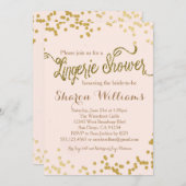 ピンク&金ゴールドグリッターランジェリーシャワー招待状 招待状 (正面/裏面)