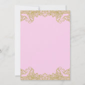 ピンク&金ゴールドグリッターレースエレガントスウィート16パーティー 招待状 (裏面)