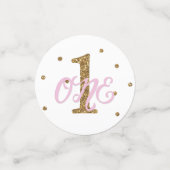 ピンク&金ゴールドグリッターワンバースデーパーティー コンフェッティ (スモール正面)