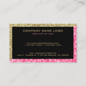 ピンク&金ゴールドグリッター幾何学的モダンデザイン 名刺 (裏面)