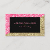 ピンク&金ゴールドグリッター幾何学的モダンデザイン 名刺 (正面)