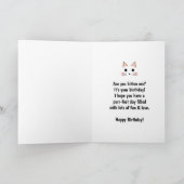 ピンク&金ゴールドグリッター猫誕生日 カード (内部)