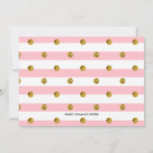 ピンク、金ゴールドグリッター第1誕生日フォト招待状 招待状 (裏面)