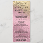 ピンク&金ゴールドグリッター結婚の式 プログラム (正面)