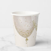 ピンク&金ゴールドグリッター誕生日パーティバルーン 紙コップ (正面)