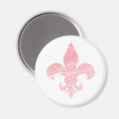 ピンク&金ゴールドグリッター（紋章の）フラ・ダ・リ磁石 マグネット (正面/裏面)