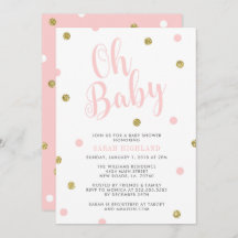 ピンク&金ゴールドグリッターOhベビーシャワー