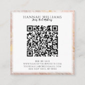 ピンク&金ゴールドグリッターQrコードパターカラフルン スクエア名刺 (裏面)