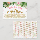 ピンク&金ゴールドサファリ動物ベビーブックリクエストカード プレイスカード (正面/裏面)