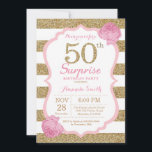 ピンク&金ゴールドサプライズ50th誕生日招待状 招待状<br><div class="desc">ピンクと金ゴールドサプライズ50誕生日招待状。ピンクと金ゴールドグリッター。ピンクと白のストライプ。ピンクフローラの花。大人の誕生日。女性誕生パーティー。さらにカスタマイズするには、「クリックカスタマイズit」ボタンをクリックし、デザインツールを使用してこのテンプレートを変更してください。</div>