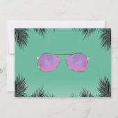 ピンク&金ゴールドサングラスティール(緑がかった色)サマーブライダルシャワー 招待状 (裏面)