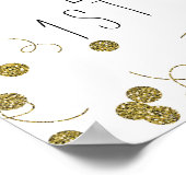 ピンク&金ゴールドシュガーはスウィートファーストお誕生日ケーキ ポスター (角)