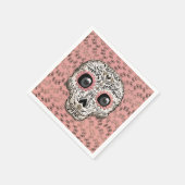 ピンク&金ゴールドシュガースカルお洒落かわいいパーティー スタンダードカクテルナプキン (角)