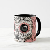 ピンク&金ゴールドシュガースカルお洒落かわいい マグカップ (正面右)