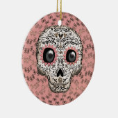 ピンク&金ゴールドシュガースカル&かわいいお洒落ハート セラミックオーナメント (右)