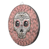 ピンク&金ゴールドシュガースカル&かわいいお洒落ハート ダーツボード (正面右)