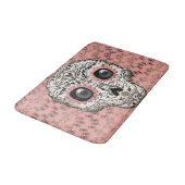 ピンク&金ゴールドシュガースカル&かわいいお洒落ハート バスマット (アングル)