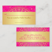 ピンク、金ゴールドスクロール、スター結婚ズの座席表 プレイスカード (正面/裏面)