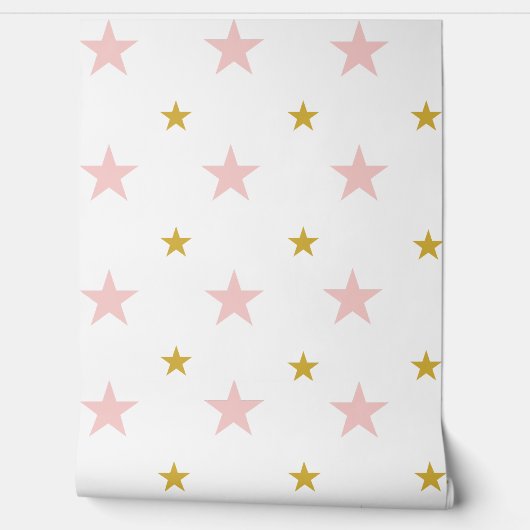 ピンク&金ゴールドスター子供部屋壁紙 壁紙 (ほどく)