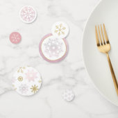 ピンク&金ゴールドスノーフレーク赤ちゃんシャワー紙吹雪 コンフェッティ (グループ)