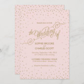 ピンク&金ゴールドスファンシーターズ結婚式招待状 招待状 (正面/裏面)