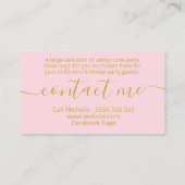 ピンク·金ゴールドズ·チルドレンズ·誕生日·キャンディ·コーン·プロポーショナル 名刺 (裏面)
