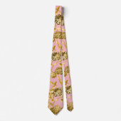 ピンク&金ゴールドダリア結婚スフローラ ネクタイ (正面)