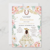 ピンク&金ゴールドチャラとフォトメキシコのキンセアニラ 招待状 (正面)