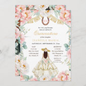 ピンク&金ゴールドチャラとフォトメキシコのキンセアニラ 招待状 (正面/裏面)