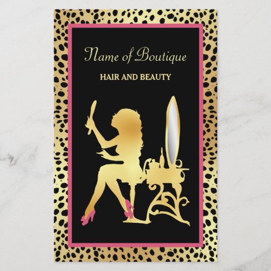 ピンク&金ゴールドチーテプリントブティックグランドオープニング チラシ (正面)