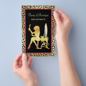 ピンク&金ゴールドチーテプリントブティックグランドオープニング チラシ (ハンドル)