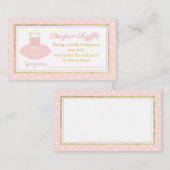 ピンク&金ゴールドツチュベビシャワーオムツラッフルチケット エンクロージャーカード (正面/裏面)