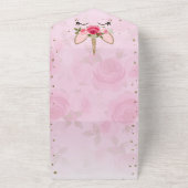 ピンク&金ゴールドトレンディーオールインワンバースデーパーティー オールインワン招待状 (外側)