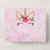 ピンク&金ゴールドトレンディーオールインワンバースデーパーティー オールインワン招待状 (裏面)