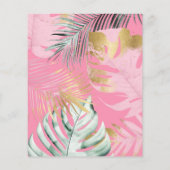 ピンク&金ゴールドトロピカル葉誕生日プールパーティー (裏面)